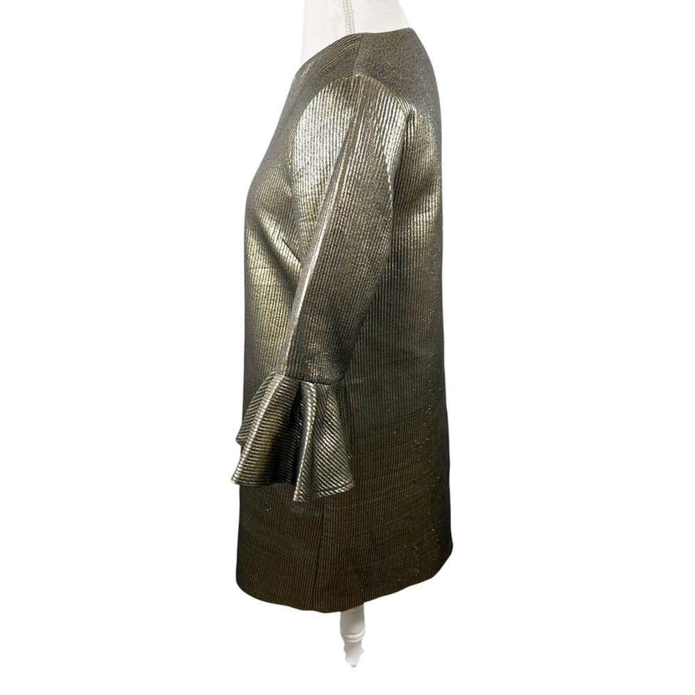 BCBG MAXAZRIA Judy Metallic Bell Sleeve Shift Dress Cocktail Holiday Size S - Picture 9 of 10